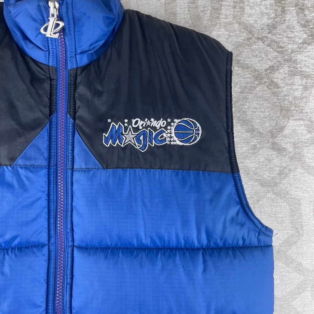 Logo Athletic Orlando Magic Youth M Blue Black Vintage NBA Puffer Vest Nylon 90s